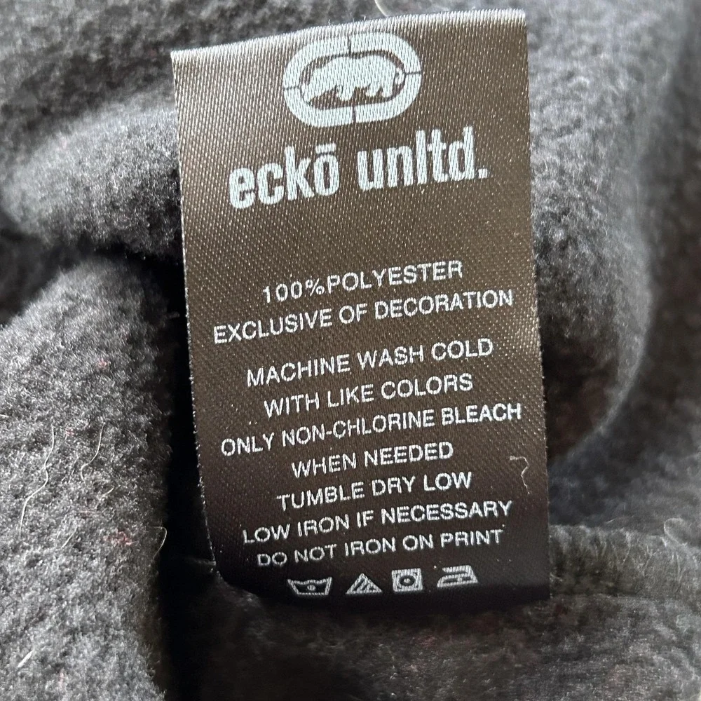 Ecko Unltd Hoodie Mens Large Red Rhino Logo Full Zip Sweatshirt‎ Fleece Hip Hop